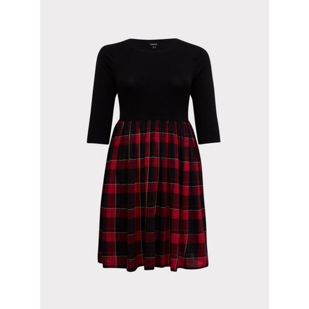 Torrid Black and Red Plaid Midi Dress